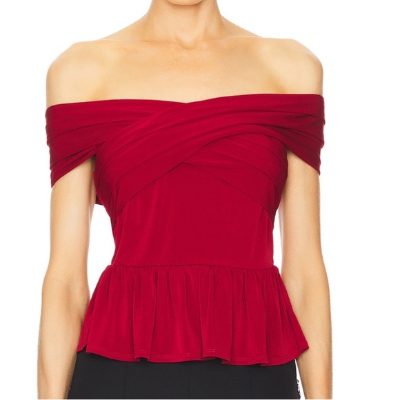 REVOLVE Tops - Revolve x Yumi Kim Burgundy Red Maya Peplum Off Shoulder Top Large